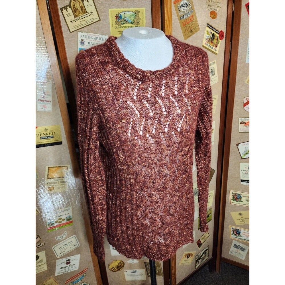 Womens Sweater Loose Knit Stitch Pullover Unbranded Ribbed Burnt Orange